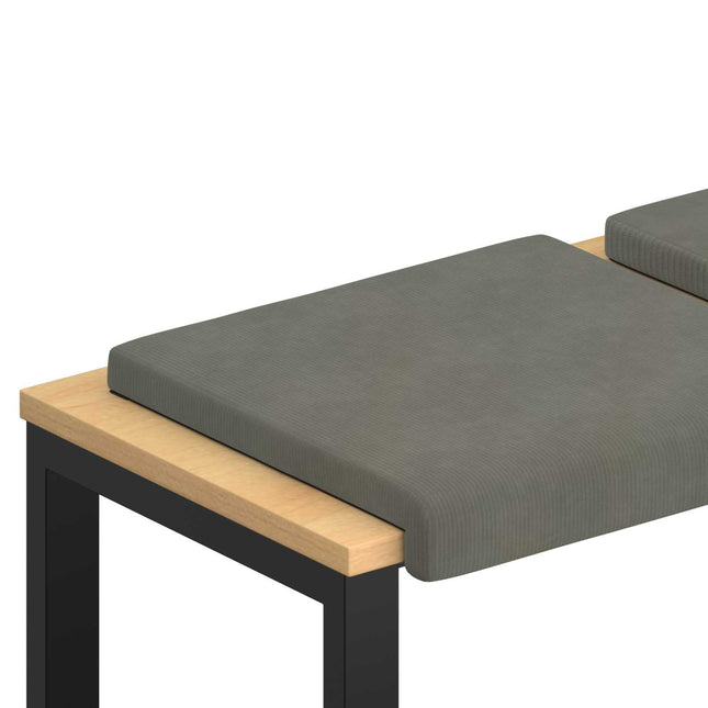 Bænkpude 2 stk. cordfløjl Lysegrå Dybde 35 cm
