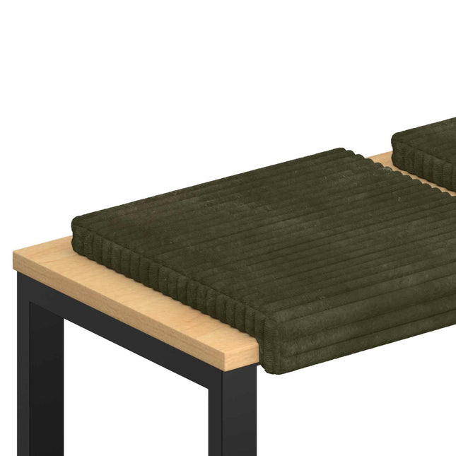 Bænkpude 2 stk. Plush Corduroy Grøn Dybde 35 cm