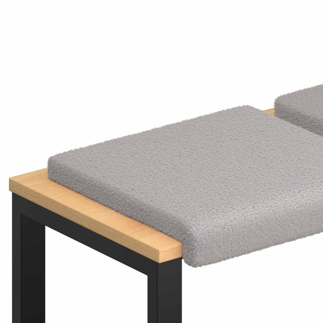 Bænkpude 2 stk. Sherpa-stof Lysegrå Dybde 35 cm