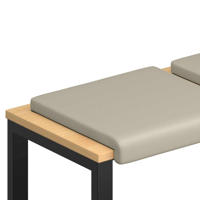 Bænkpude 2 stk. Textureret Velour Sandfarvet Dybde 35 cm