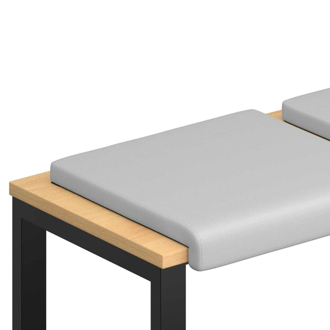 Bænkpude 2 stk. Textureret Velour Lysegrå Dybde 35 cm