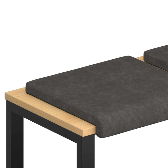 Bænkpude 4 stk. Kunstlæder Sort Dybde 35 cm