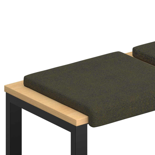 Bænkpude 4 stk. Faux suedestof Army Grøn Dybde 35 cm