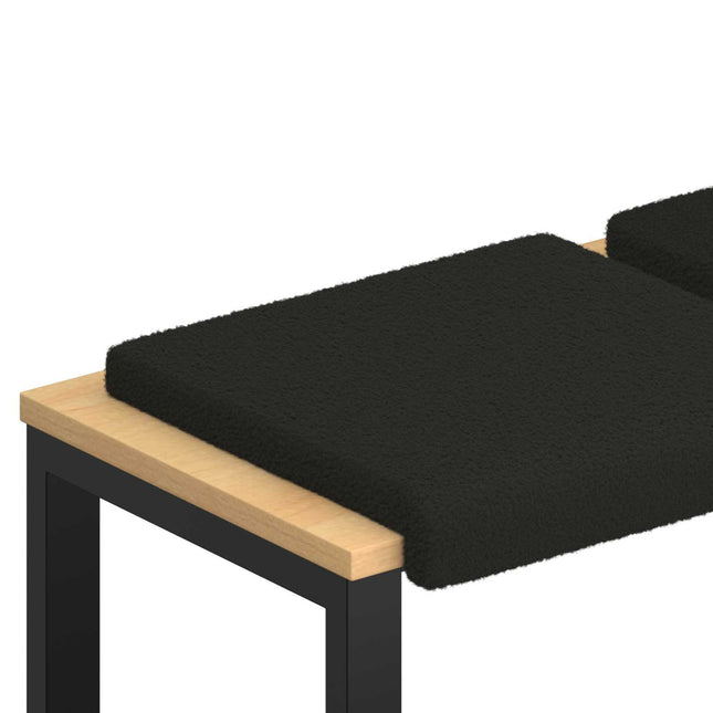 Bænkpude 4 stk. Sherpa-stof Sort Dybde 35 cm