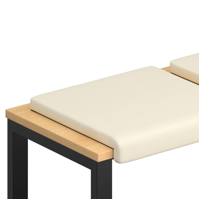 Bænkpude 4 stk. Textureret Velour Cremefarvet Dybde 35 cm