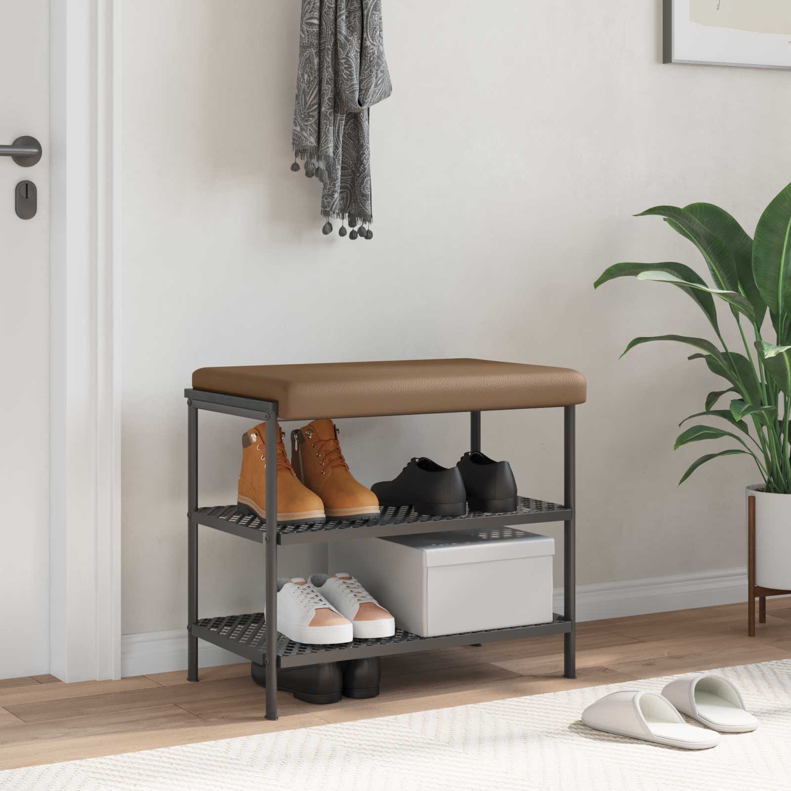 Bænkpude Kunstlæder Cappuccino Dybde 35 cm billede