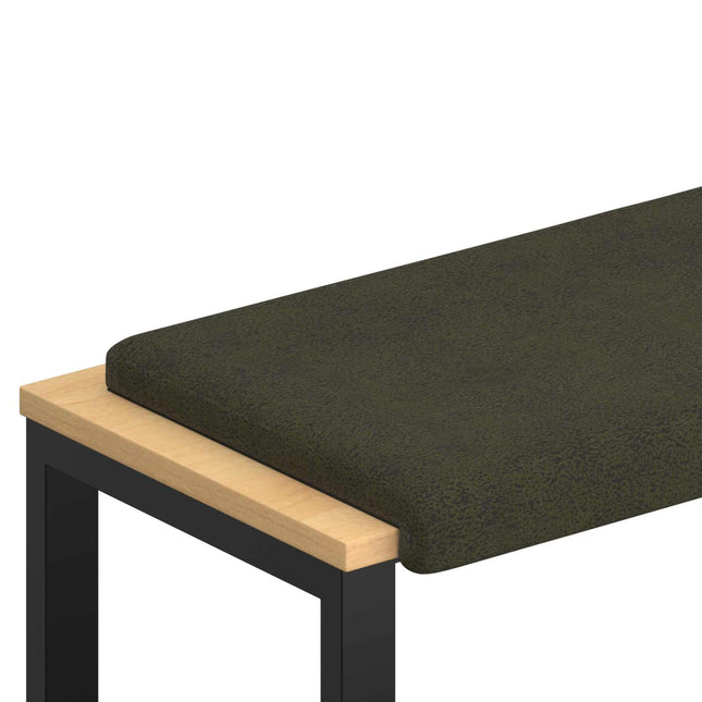 Bænkpude Faux suedestof Army Grøn Dybde 35 cm