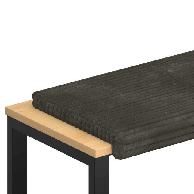 Bænkpude Plush Corduroy Antracit Dybde 35 cm