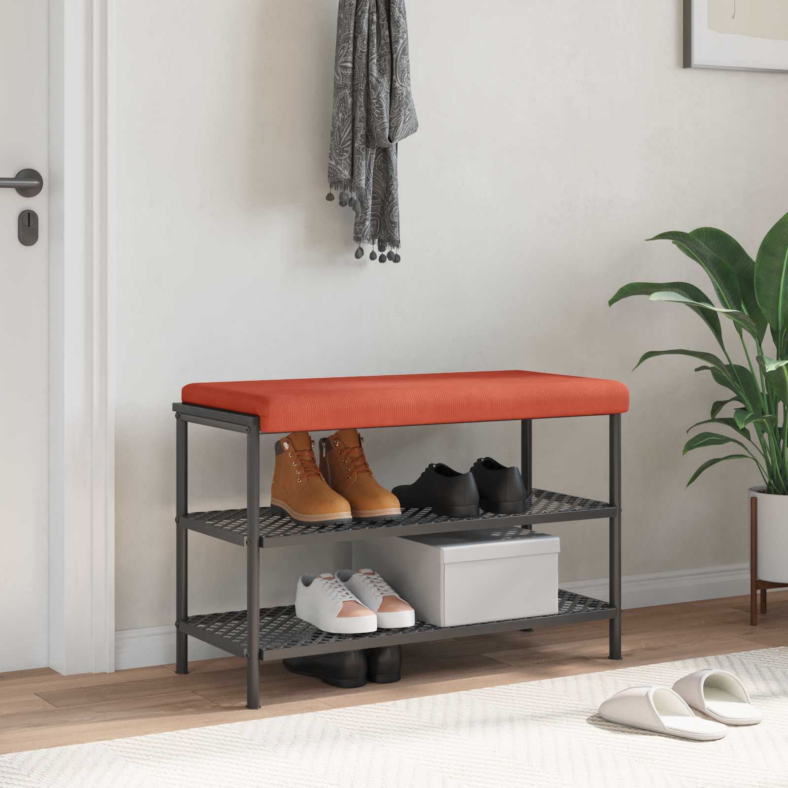 Bænkpude cordfløjl Rød orange Dybde 35 cm billede