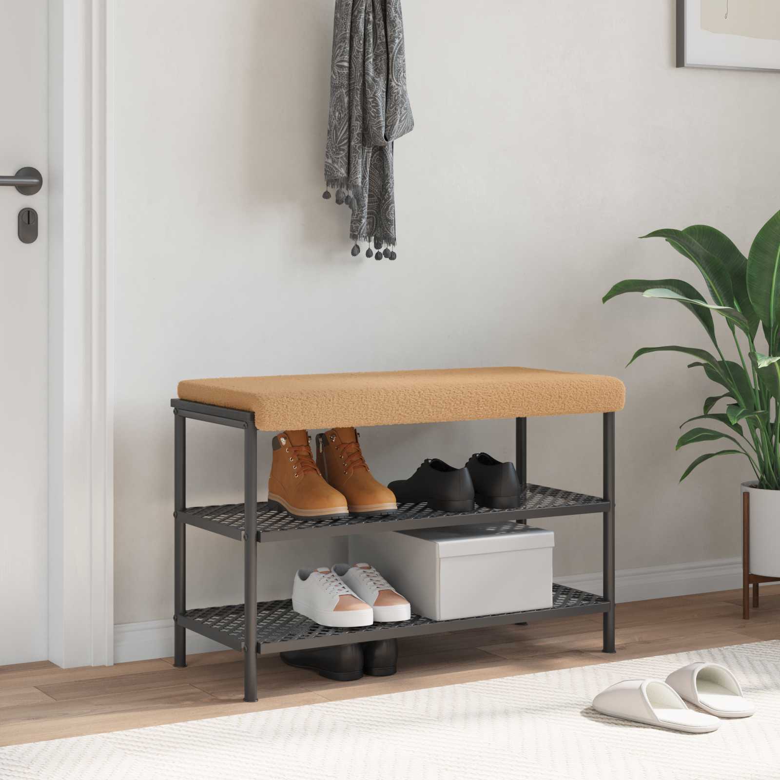 Bænkpude Sherpa-stof Beige Dybde 35 cm billede