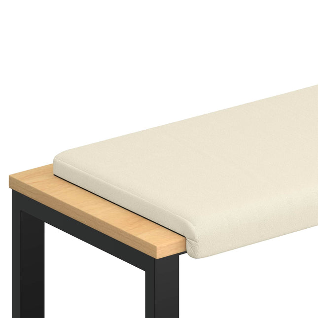 Bænkpude Textureret Velour Cremefarvet Dybde 35 cm