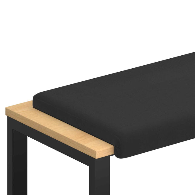 Bænkpude Textureret Velour Sort Dybde 35 cm