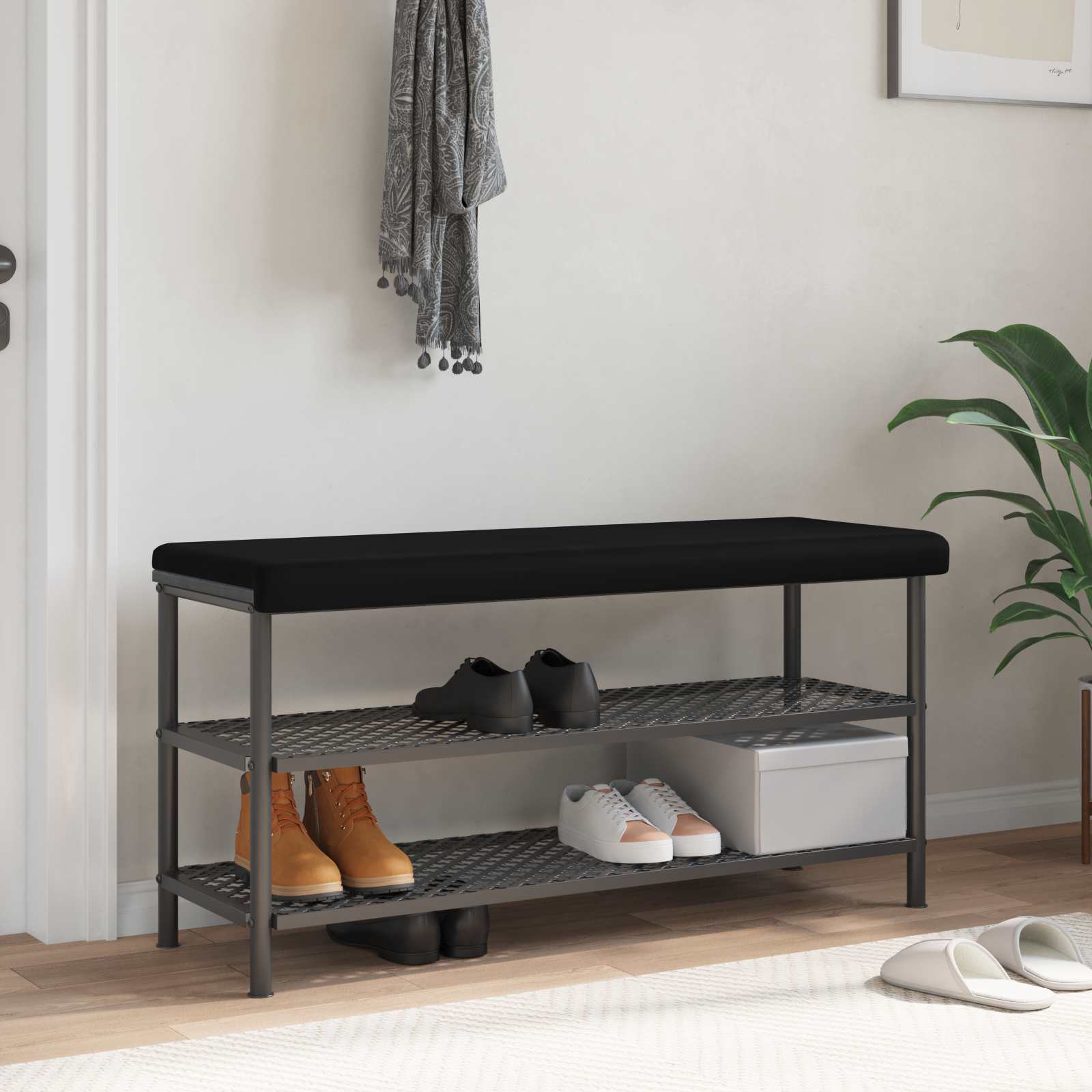 Bænkpude Velour (V) Sort Dybde 35 cm billede