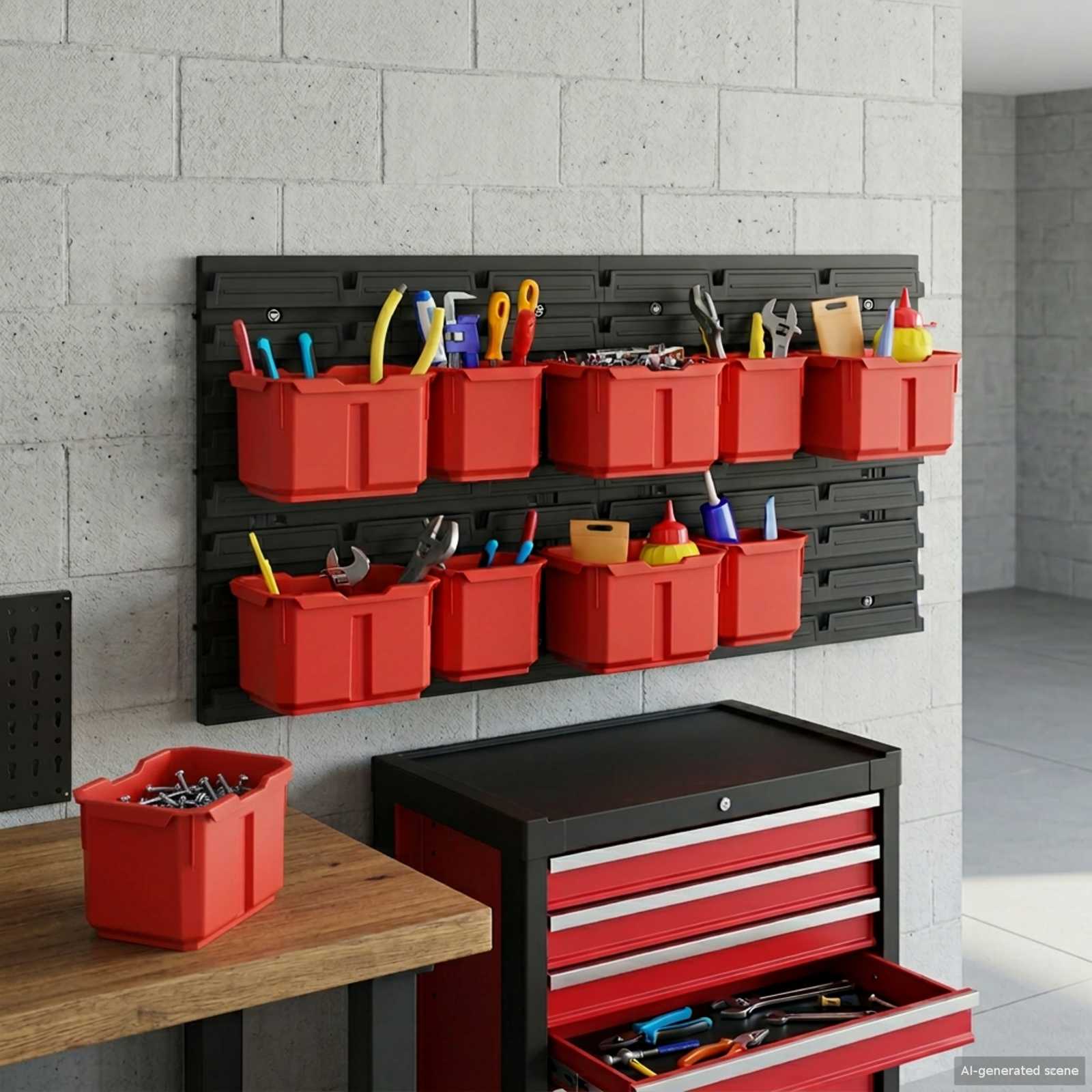Container stativ til opbevaring sort/rød 77,5 x 2 x 39 cm PP