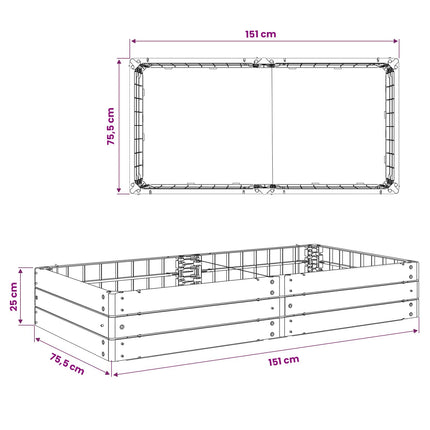 Hævet bed Sort 151 x 75,5 x 25 cm PP