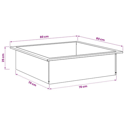 Bålplade ring Rusten 90 x 90 x 25 cm Cortenstål