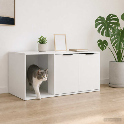 Kattebur møbel Hvid 100 x 49 x 45 cm Konstrueret træ