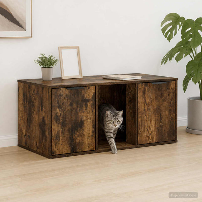 Kattebur møbel Røget eg 100 x 49 x 45 cm Konstrueret træ