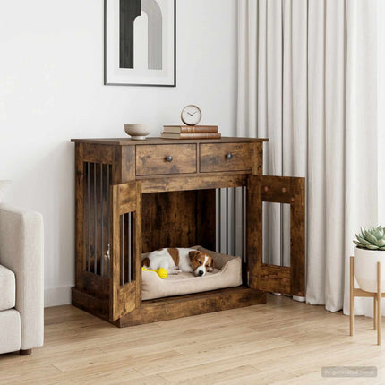 Hundekasse møbel Røget eg 80 x 47,5 x 80 cm Konstrueret træ