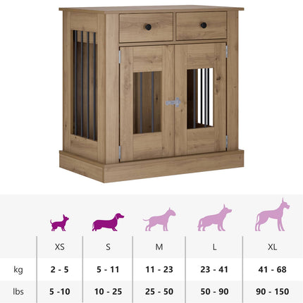 Hundekasse møbel Artisan-eg 80 x 47,5 x 80 cm Konstrueret træ