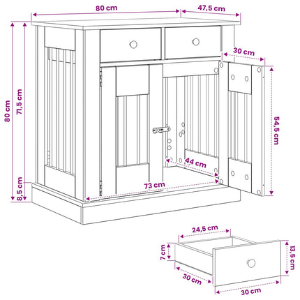 Hundekasse møbel Artisan-eg 80 x 47,5 x 80 cm Konstrueret træ