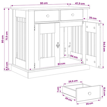 Hundekasse møbel Sort eg 90 x 47,5 x 80 cm Konstrueret træ