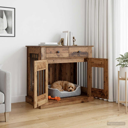 Hundekasse møbel Gammelt træ 90 x 47,5 x 80 cm Konstrueret træ