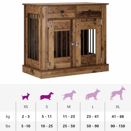 Hundekasse møbel Gammelt træ 90 x 47,5 x 80 cm Konstrueret træ