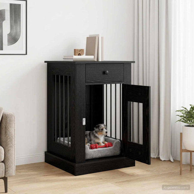 Hundekasse møbel Sort eg 50 x 47,5 x 80 cm Konstrueret træ