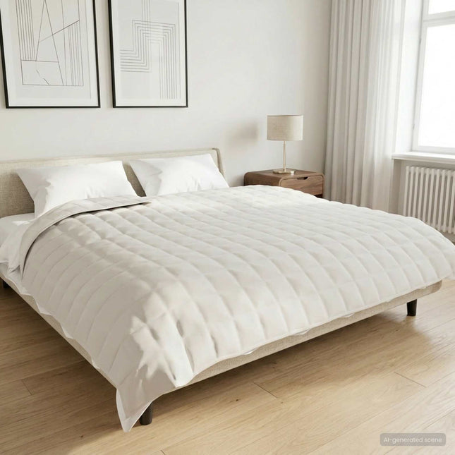 Vægtet tæppe Hvid 220 x 235 cm 11 kg 100% Bomuld 205T