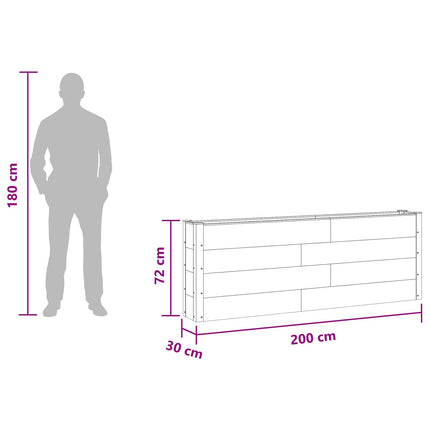 Højbed Brun 200 x 30 x 72 cm WPC og Aluminium