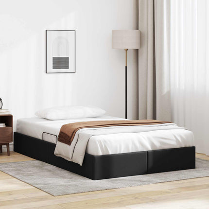 Ottoman Sengestel med opbevaring Sort 120 x 200 cm Faux læder