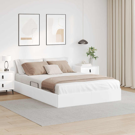 Ottoman Sengestel Ren Hvid 140 x 190 cm Faux læder