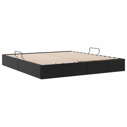 Ottoman Sengestel med opbevaring Sort 180 x 200 cm Faux læder