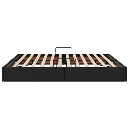 Ottoman Sengestel med opbevaring Sort 180 x 200 cm Faux læder