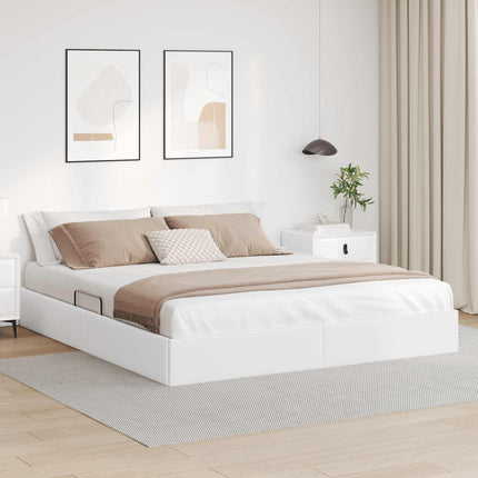Ottoman Sengestel Ren Hvid 180 x 200 cm Faux læder