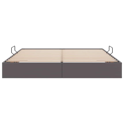 Ottoman Sengestel med opbevaring Grå 180 x 200 cm Faux læder