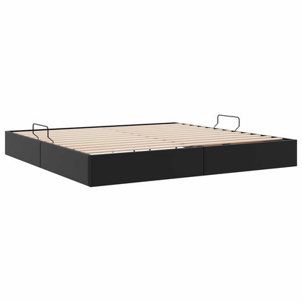 Ottoman Sengestel med opbevaring Sort 200 x 200 cm Faux læder