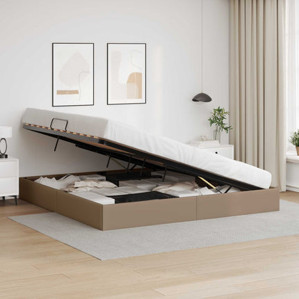 Ottoman Sengestel Cappuccino 200 x 200 cm Faux læder