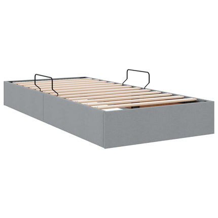Ottoman Sengestel med opbevaring Lysegrå 90 x 190 cm Stof