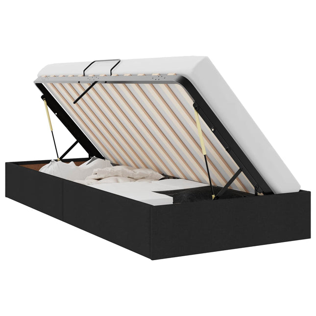 Ottoman Sengestel med opbevaring Sort 90 x 190 cm Stof