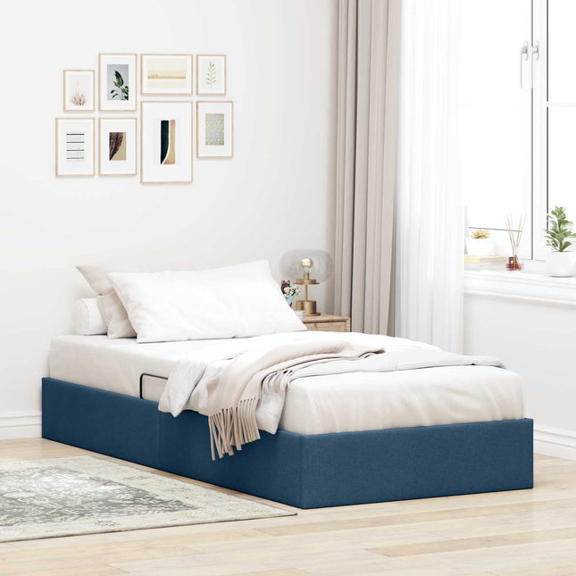 Ottoman Sengestel med opbevaring Blå 100 x 200 cm Stof