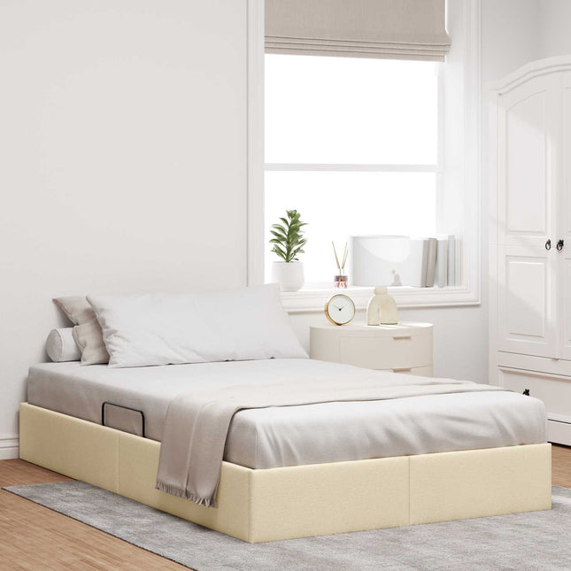 Ottoman Sengestel med opbevaring Creme 120 x 200 cm Stof