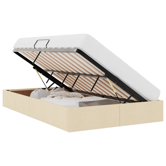 Ottoman Sengestel med opbevaring Creme 120 x 200 cm Stof