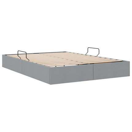 Ottoman Sengestel med opbevaring Lysegrå 140 x 190 cm Stof