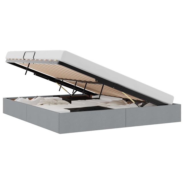 Ottoman Sengestel med opbevaring Lysegrå 160 x 200 cm Stof