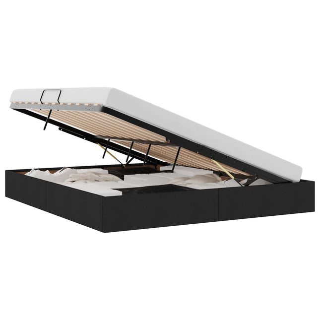 Ottoman Sengestel med opbevaring Sort 160 x 200 cm Stof