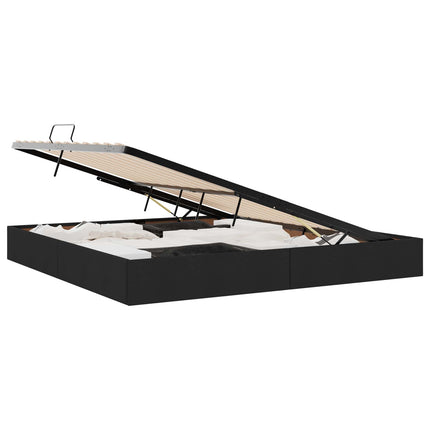 Ottoman Sengestel med opbevaring Sort 200 x 200 cm Stof