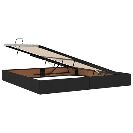 Ottoman Sengestel med opbevaring Sort 200 x 200 cm Stof