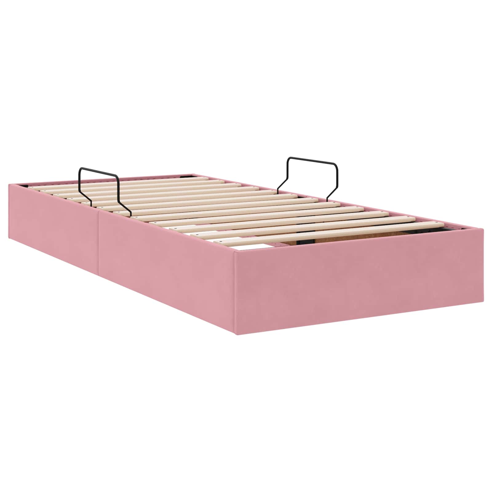 Ottoman Sengestel med opbevaring Lyserød 90 x 200 cm Fløjl